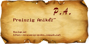 Preiszig Anikó névjegykártya